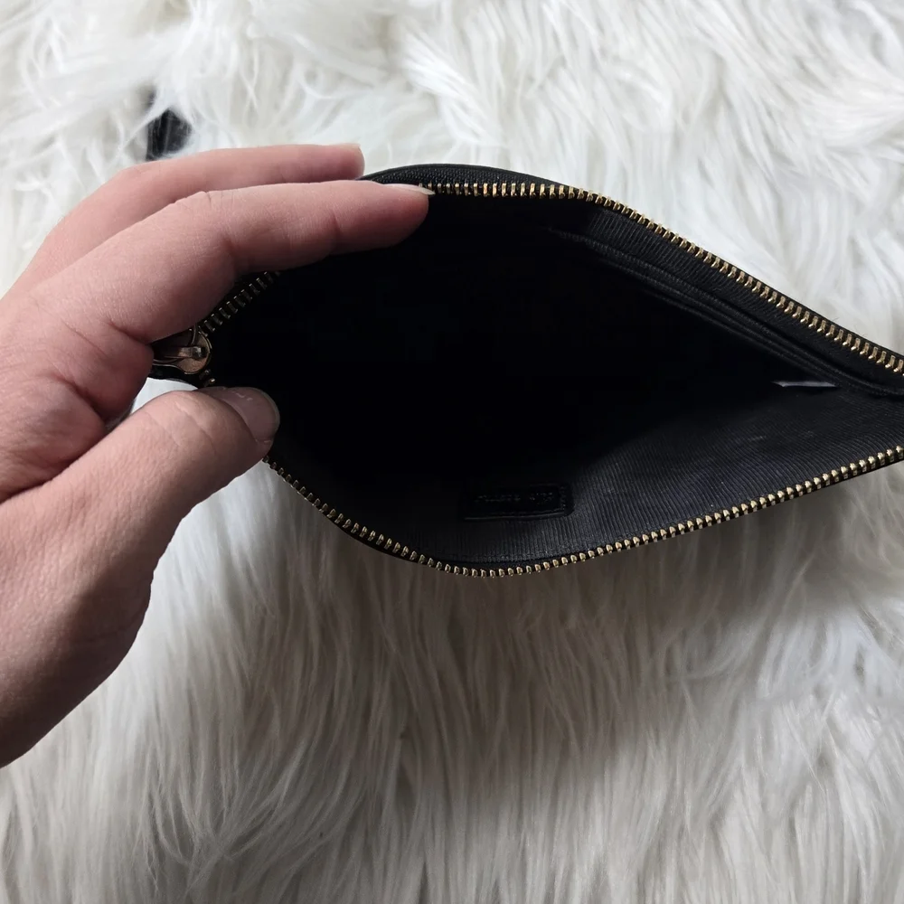 Furla Sleek Black Leather Wristlet